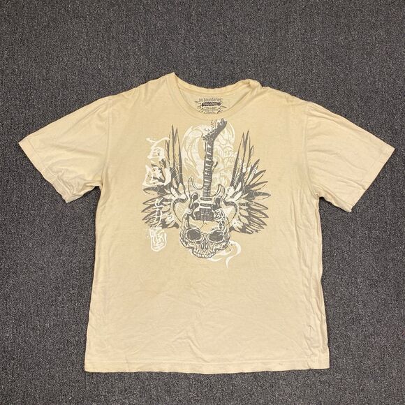 Vintage Y2K No Boundaries T Shirt Adult Brown Guitar Angel Wings Size Large - Picture 1 of 6